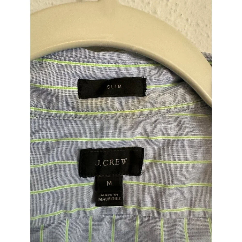 J.Crew Men's Slim Fit Striped Button Down Shirt Medium Blue Green Preppy Cotton
